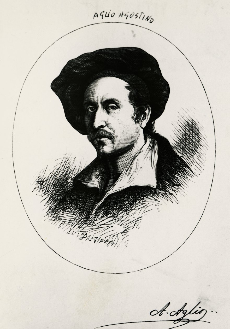 Självporträtt av Agostino Aglio (gravyr) av Agostino Aglio