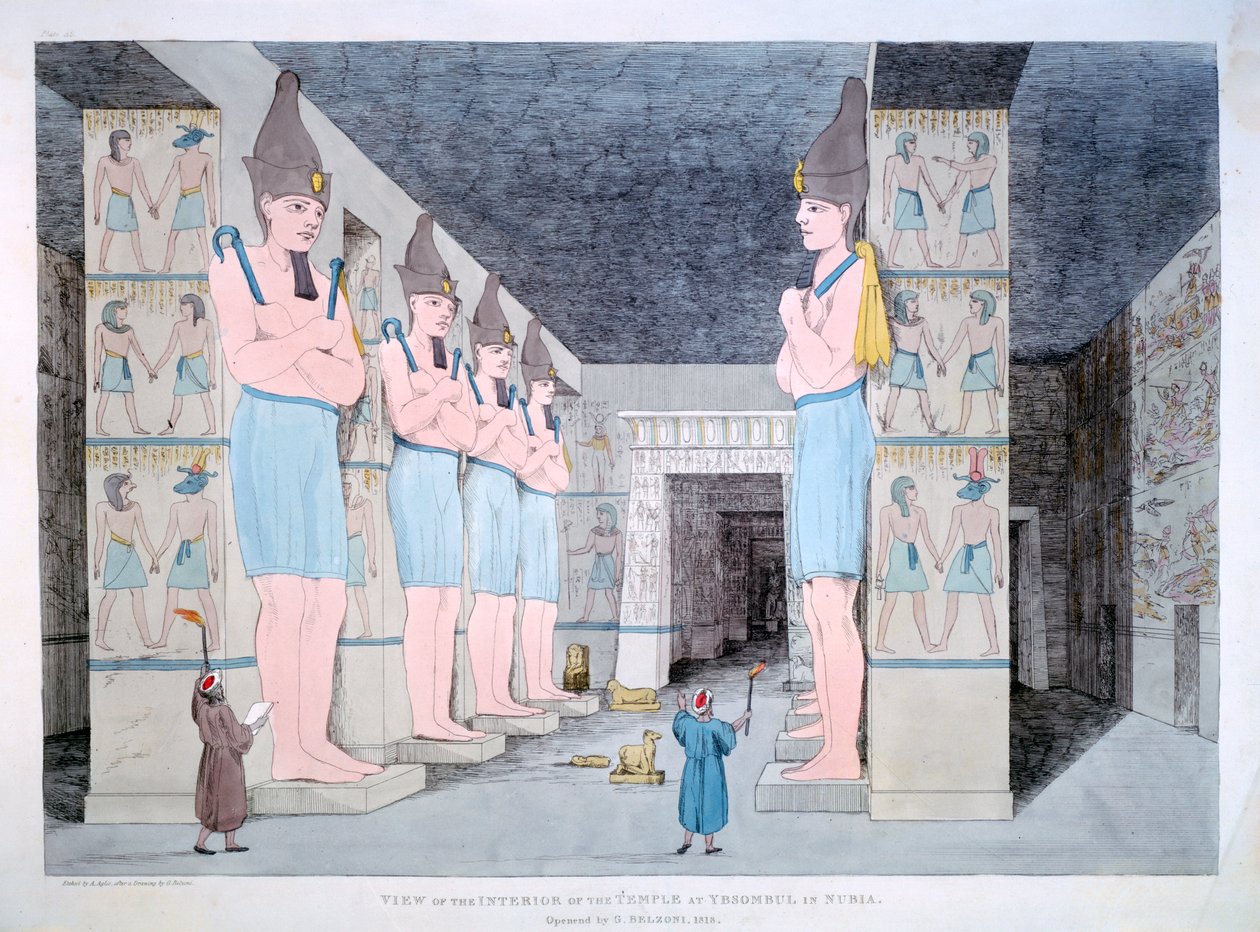 Det inre av templet i Ybsombul i Nubia, 1820 av Agostino Aglio