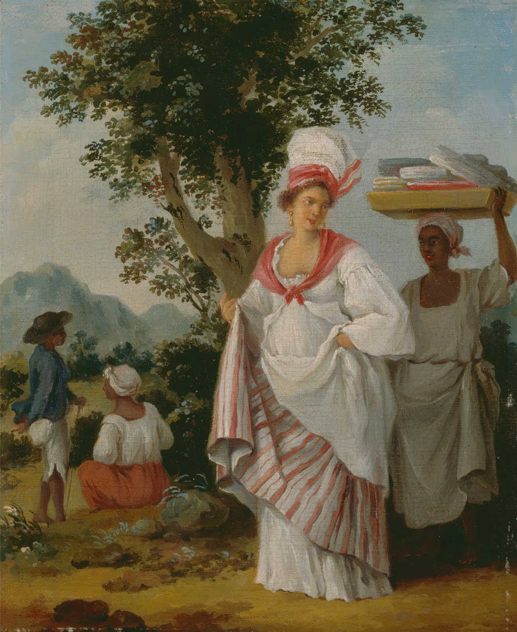 En västindisk kreolsk kvinna med sin svarta tjänare, ca. 1780. av Agostino Brunias