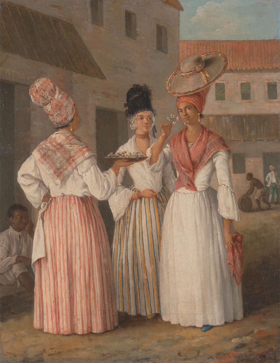 En västindisk blomsterflicka och två andra fria färgade kvinnor, ca. 1769. av Agostino Brunias