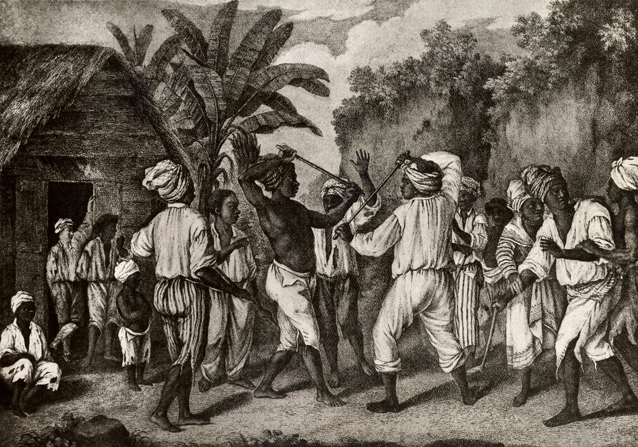 Cudgeling Match mellan engelska och franska negrer på ön Dominica, Santo Domingo av Agostino Brunias
