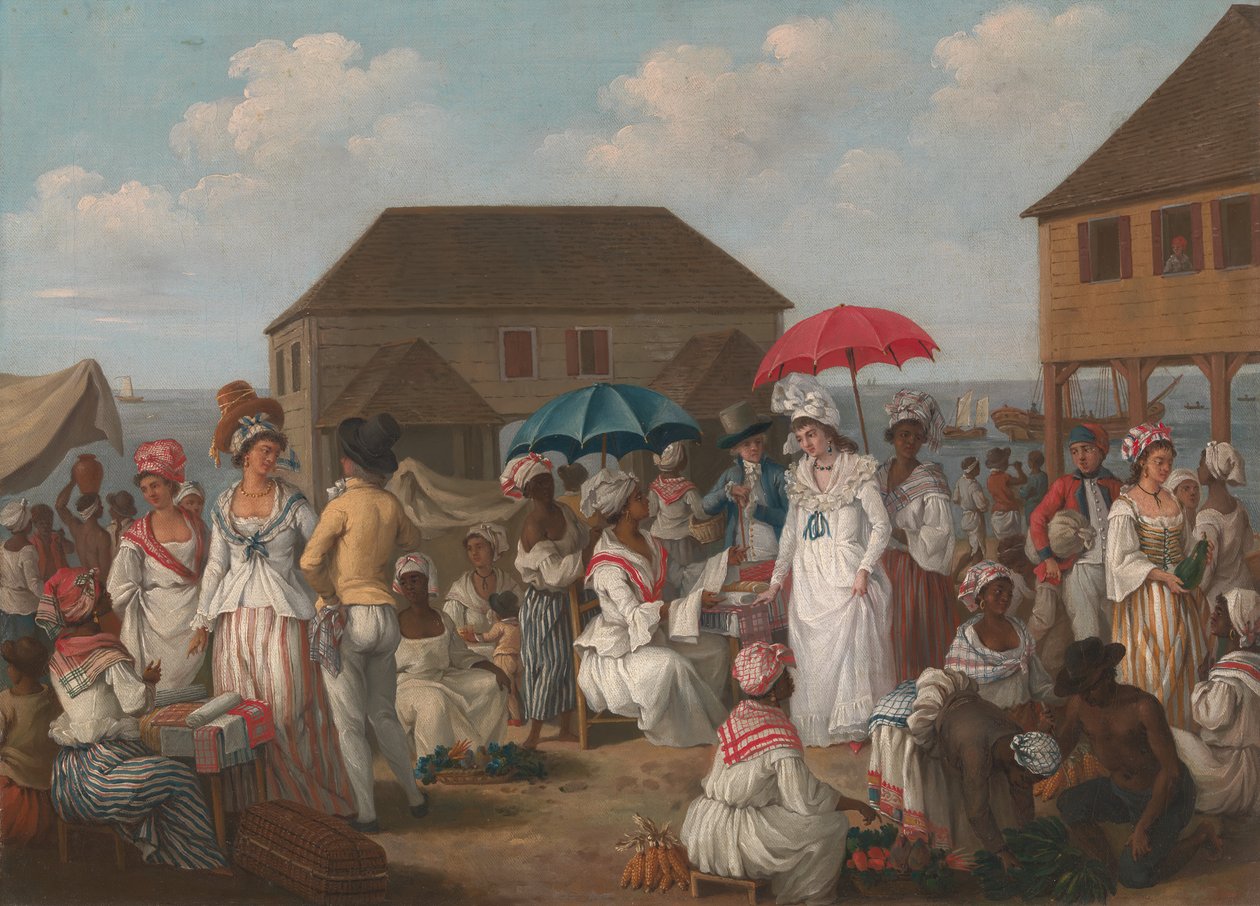 Linen Market, Dominica - En marknadsplats, ca 1780. av Agostino Brunias