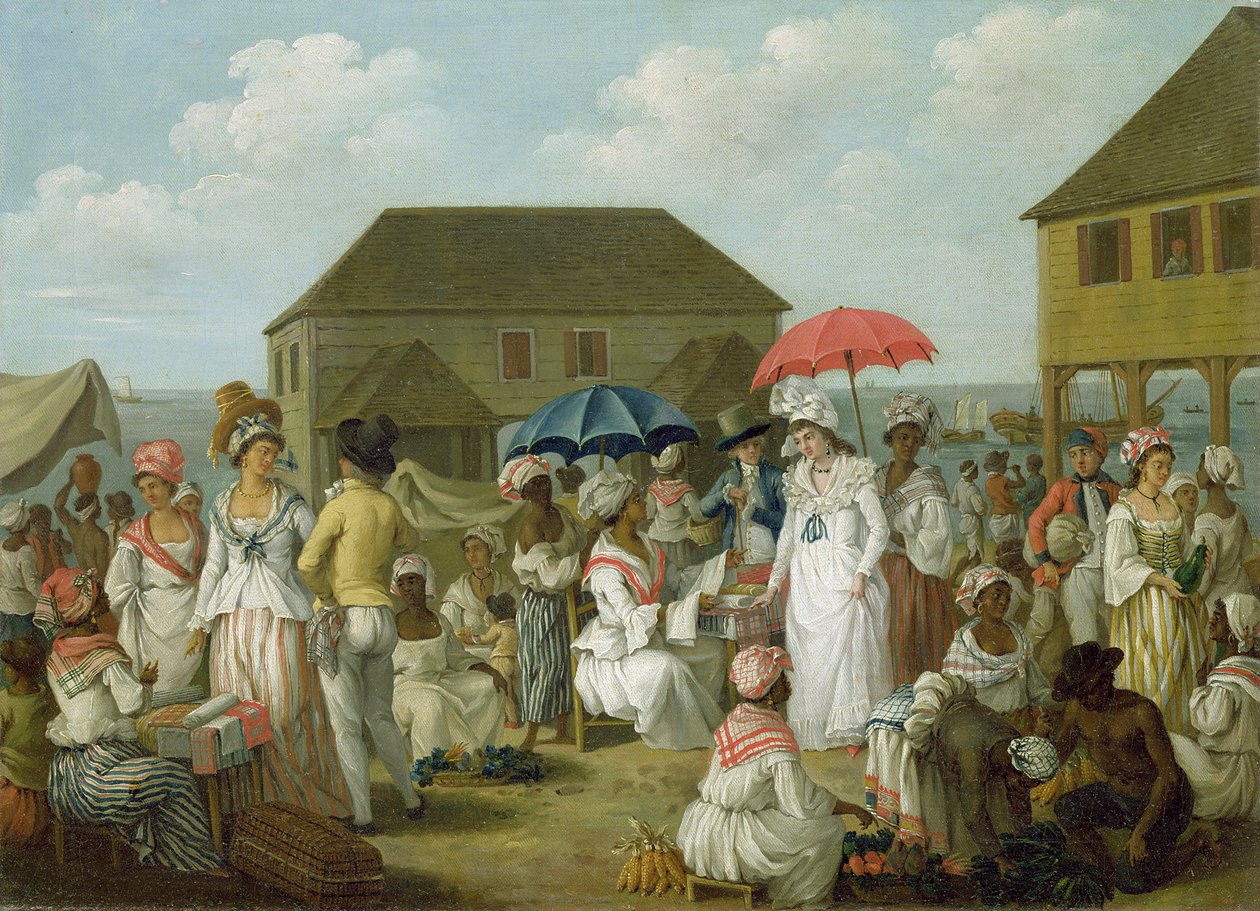 Linen Market, Dominica, ca 1780 (olja på duk) av Agostino Brunias
