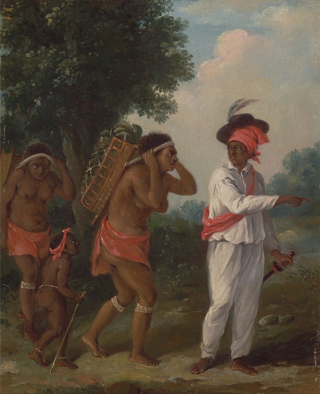 West Indian Man of Color, regisserar två karibiska kvinnor med ett barn, ca. 1780. av Agostino Brunias