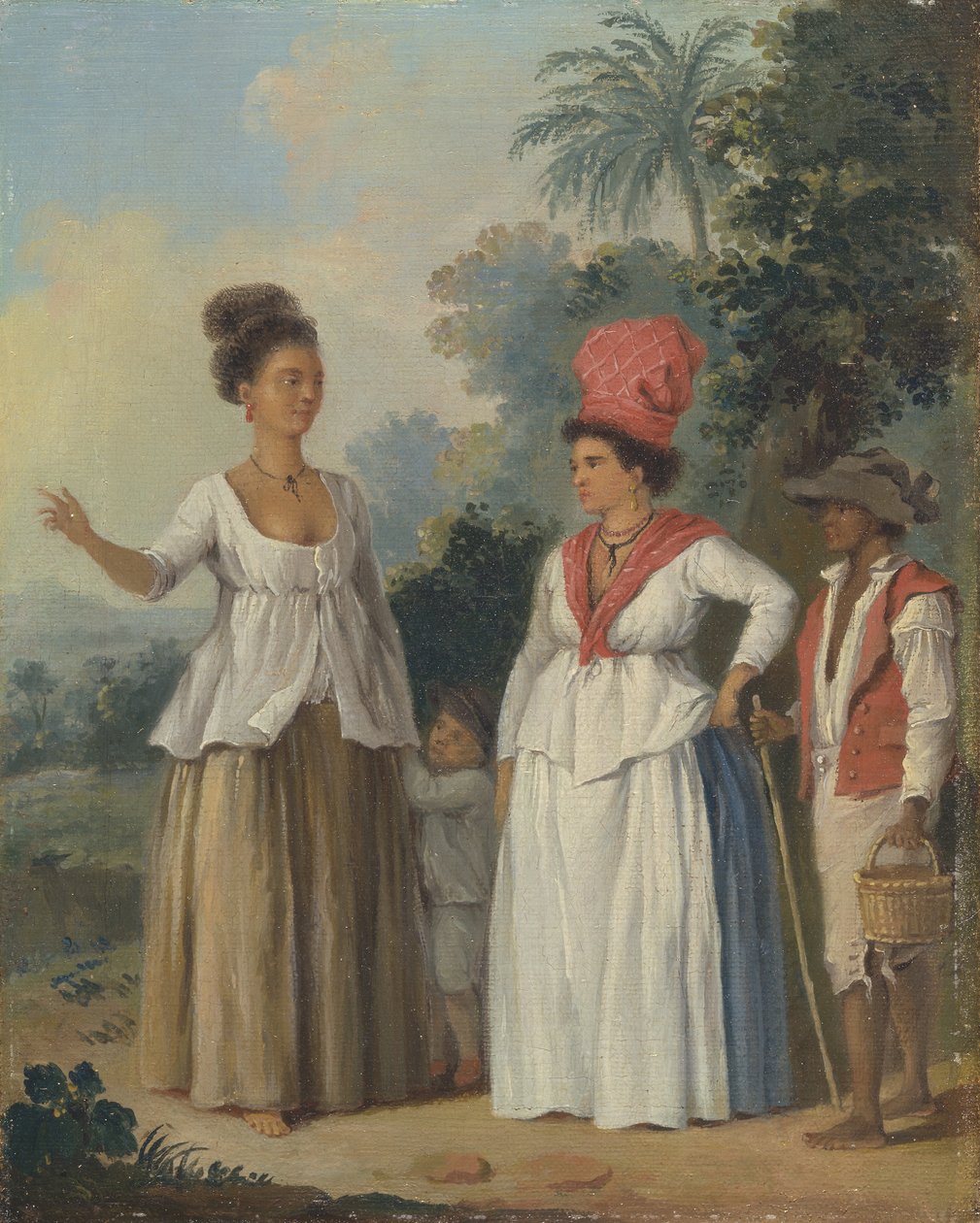 Västindiska färgade kvinnor med ett barn och en svart tjänare, ca. 1780. av Agostino Brunias
