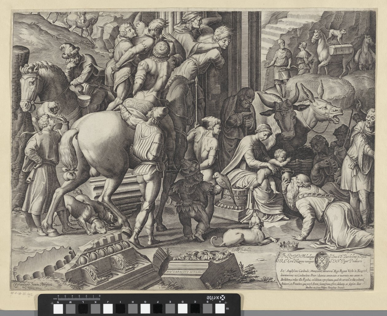 Adoration of the Magi (nedre vänstra delen) av Agostino Carracci