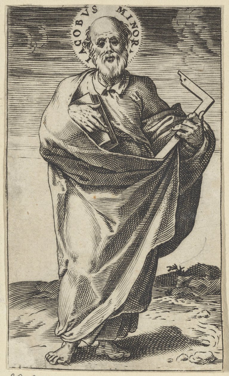 Apostel Jakob den Mindre med bok och ruta Kristus, Maria, Johannes döparen och apostlarna (serietitel) av Agostino Carracci