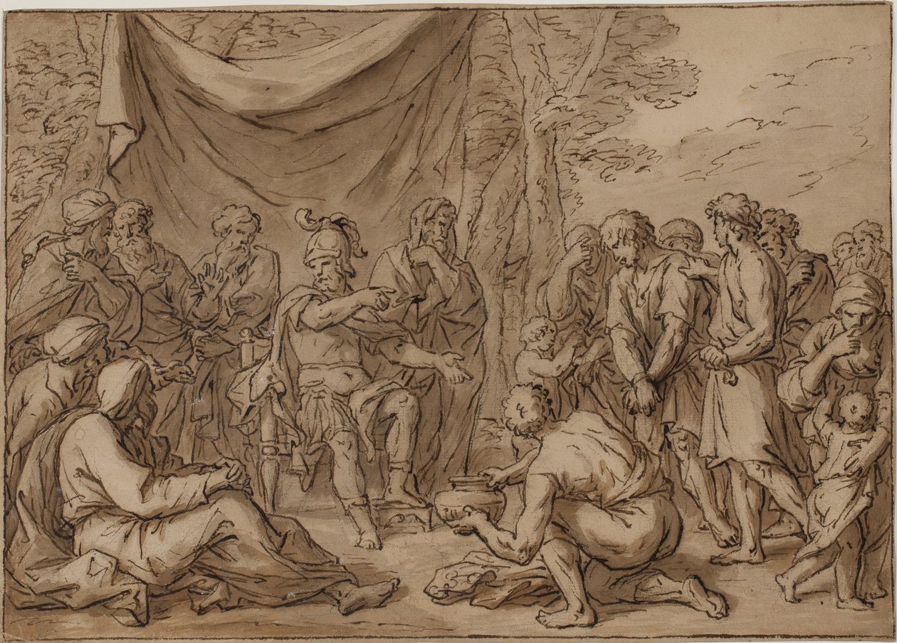 Fångar ställs inför en fältherre av Agostino Carracci