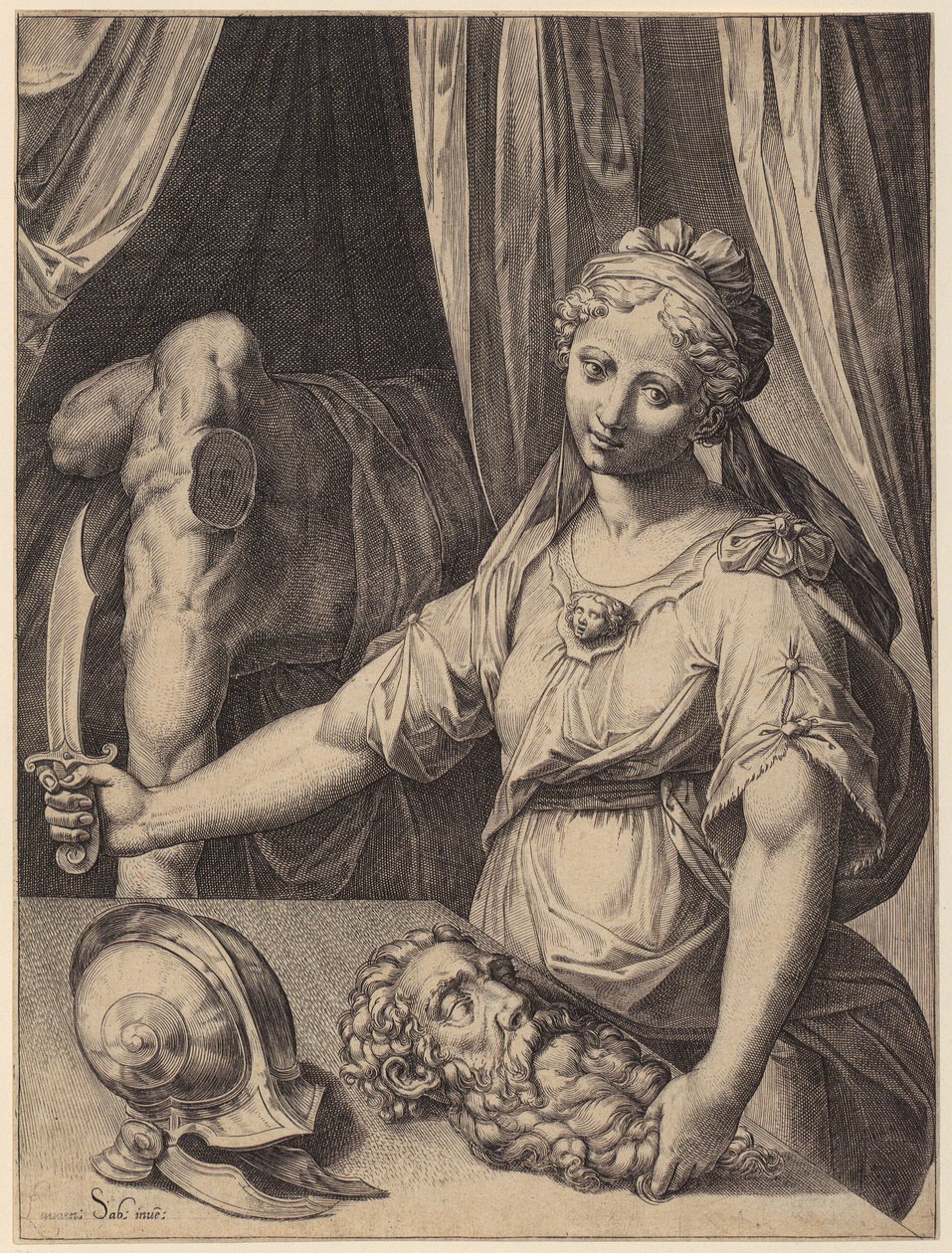 Judith med Holofernes huvud av Agostino Carracci