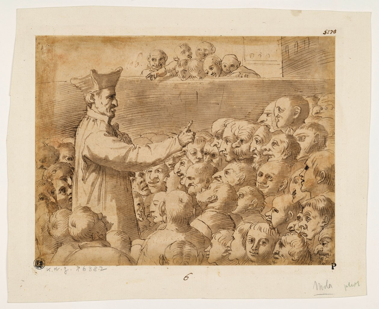 Karikatyr av en predikan av Agostino Carracci