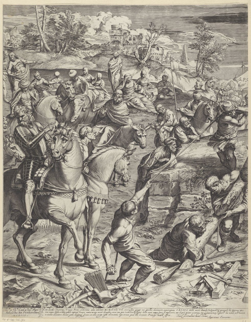 Kristi korsfästelse (vänster del) av Agostino Carracci