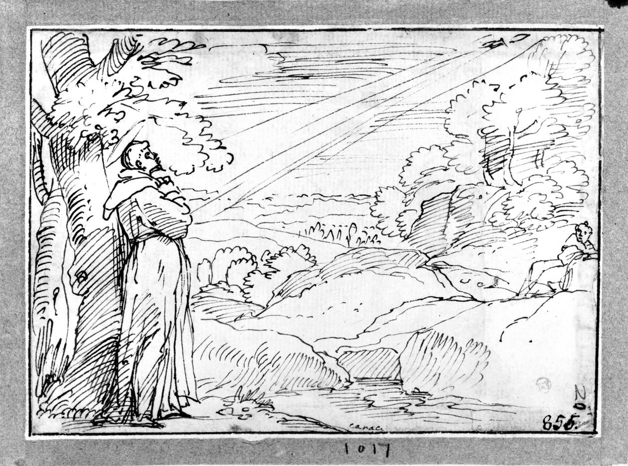 Landskap med den helige Franciskus av Agostino Carracci
