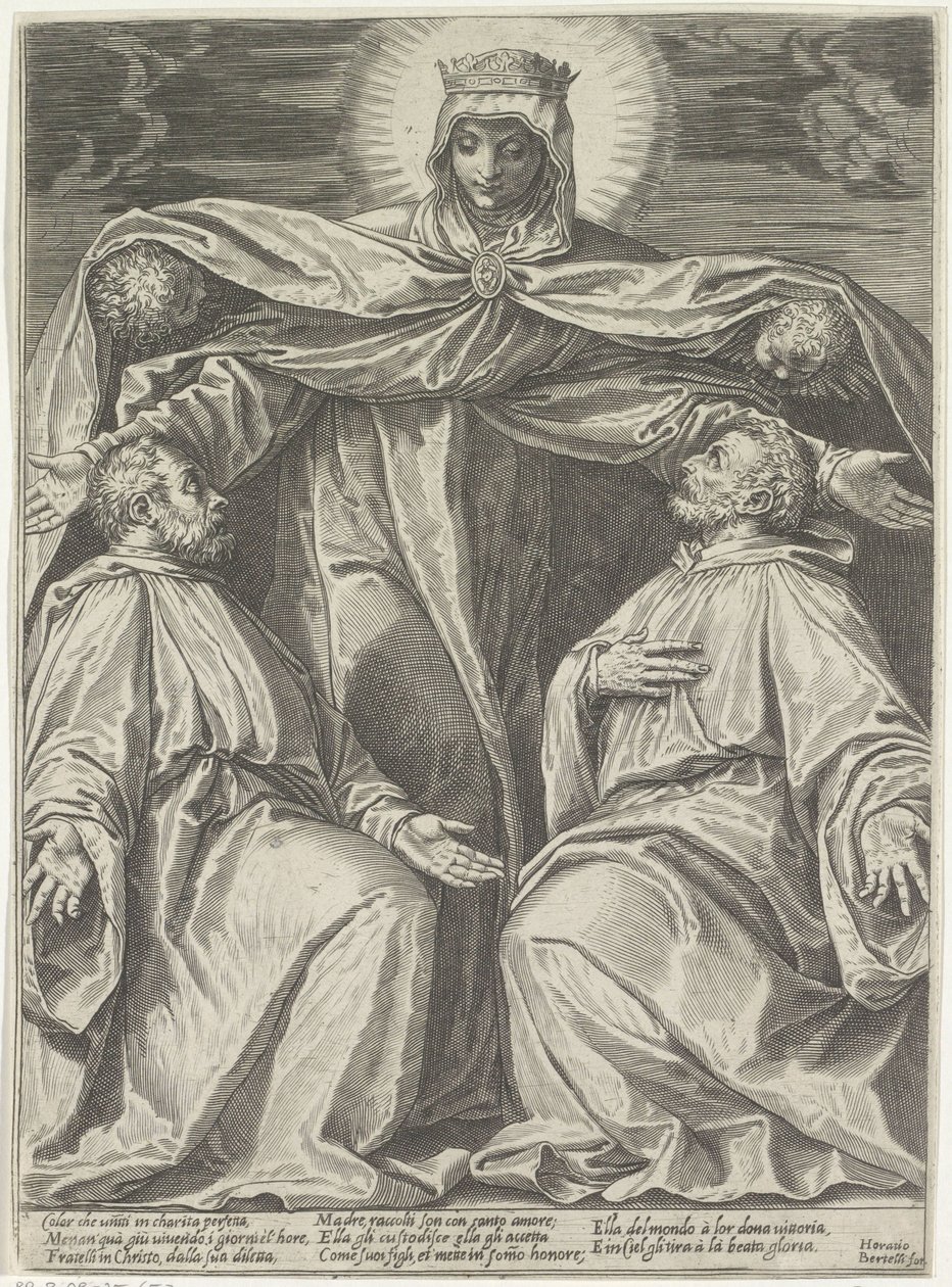Mary skyddar medlemmar av ett brödraskap av Agostino Carracci