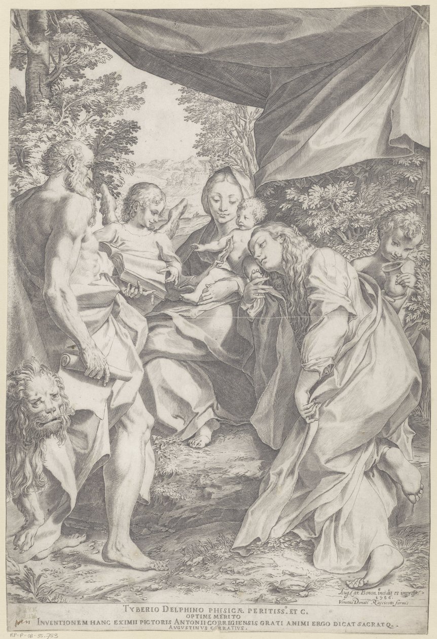Maria med barnet och den helige Hieronymus och Maria Magdalena av Agostino Carracci