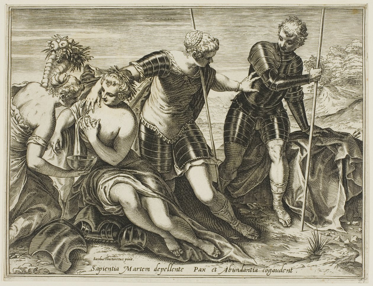 Mars driven bort från fred och överflöd av Minerva av Agostino Carracci