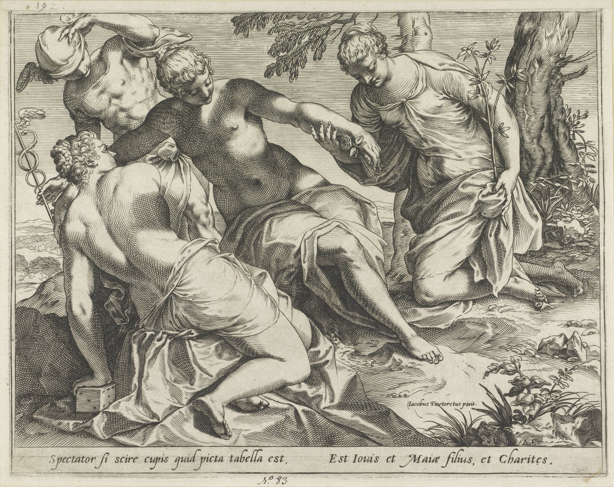 Merkurius och nåderna av Agostino Carracci