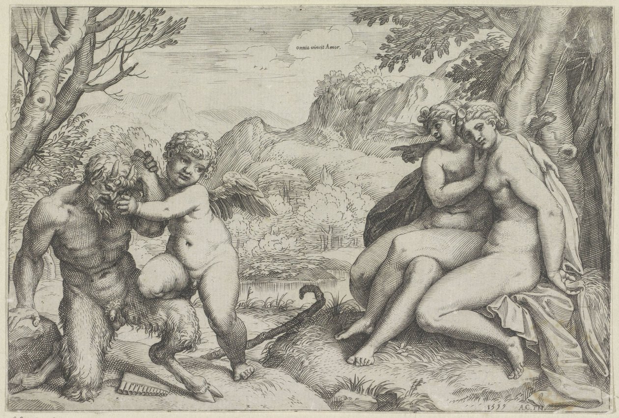 Kärlek övervinner allt (titel på objekt) av Agostino Carracci