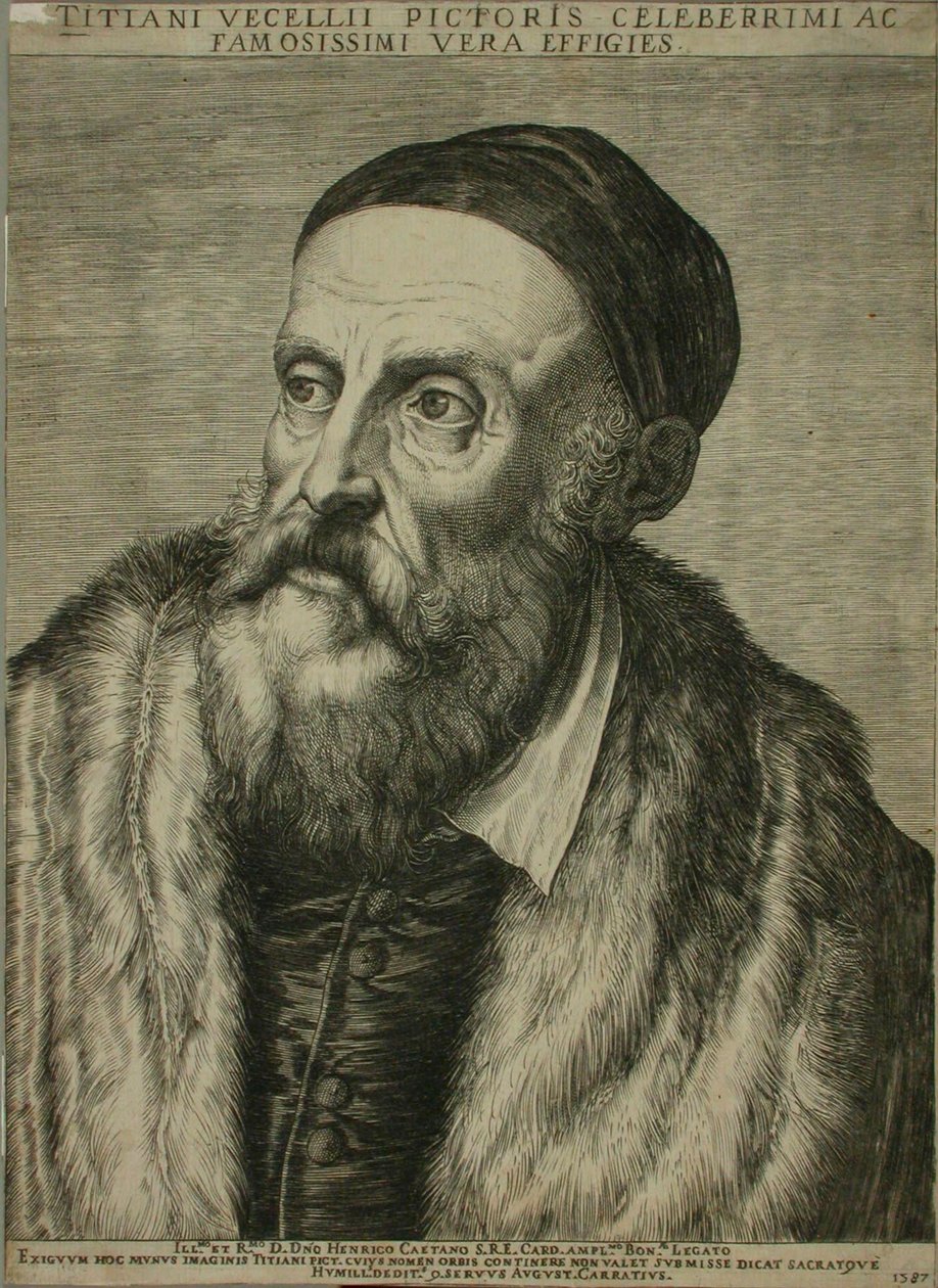 Porträtt av Tizian av Agostino Carracci
