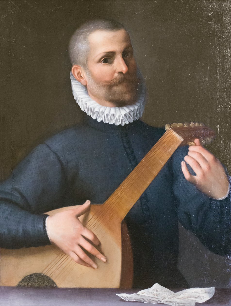 Porträtt av en lutspelare, möjligen Orazio Bassani av Agostino Carracci