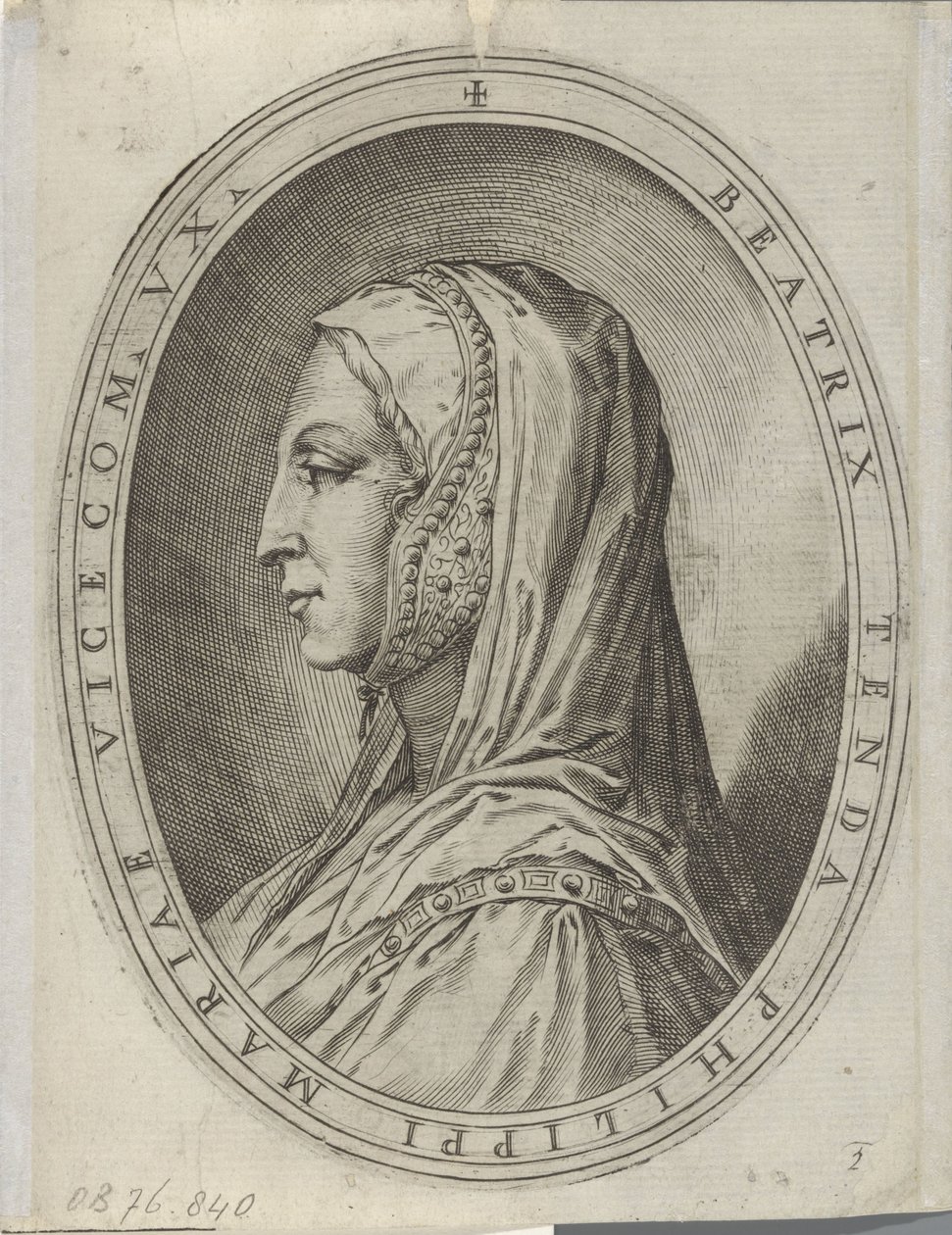 Porträtt av Beatrice från Tenda av Agostino Carracci