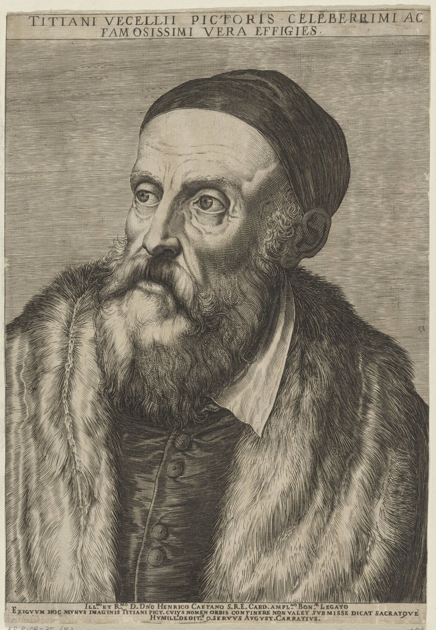 Porträtt av målaren Titian av Agostino Carracci