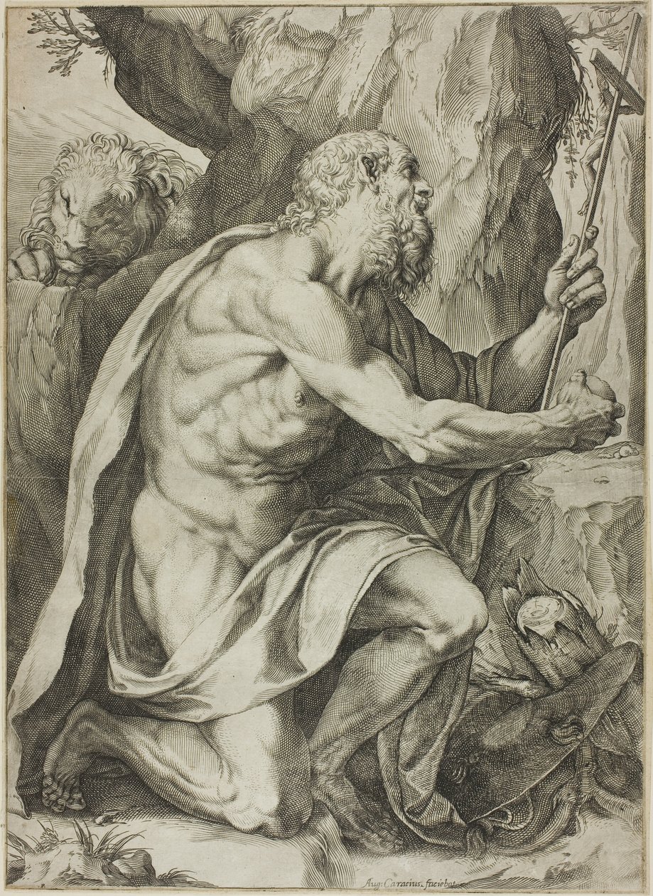 Den helige Hieronymus i botgörelsen av Agostino Carracci