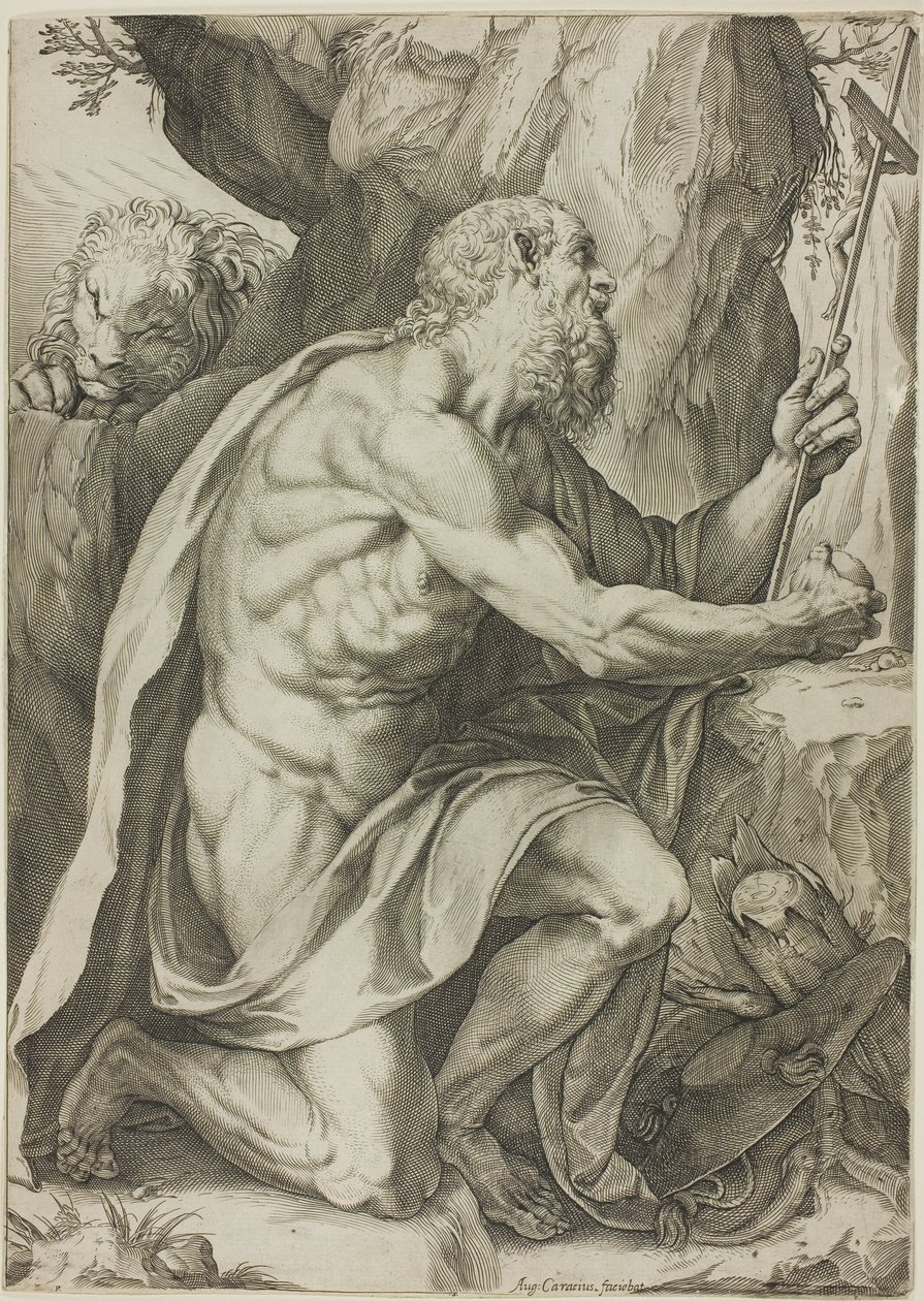 Den helige Hieronymus i botgörelsen av Agostino Carracci