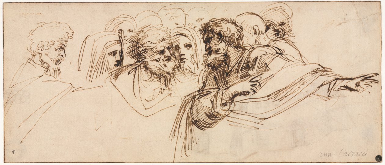Study of Heads recto, andra hälften av 1500-talet. av Agostino Carracci