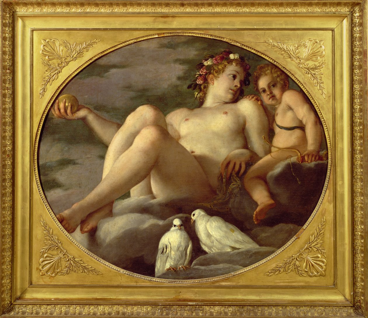 Venus och Amor, ca 1580-1600 av Agostino Carracci