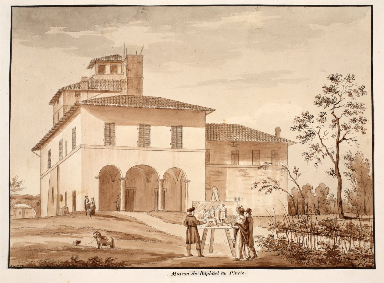 Rafaels hus på Pincio, 1833 (etsning med brun tvätt) av Agostino Tofanelli