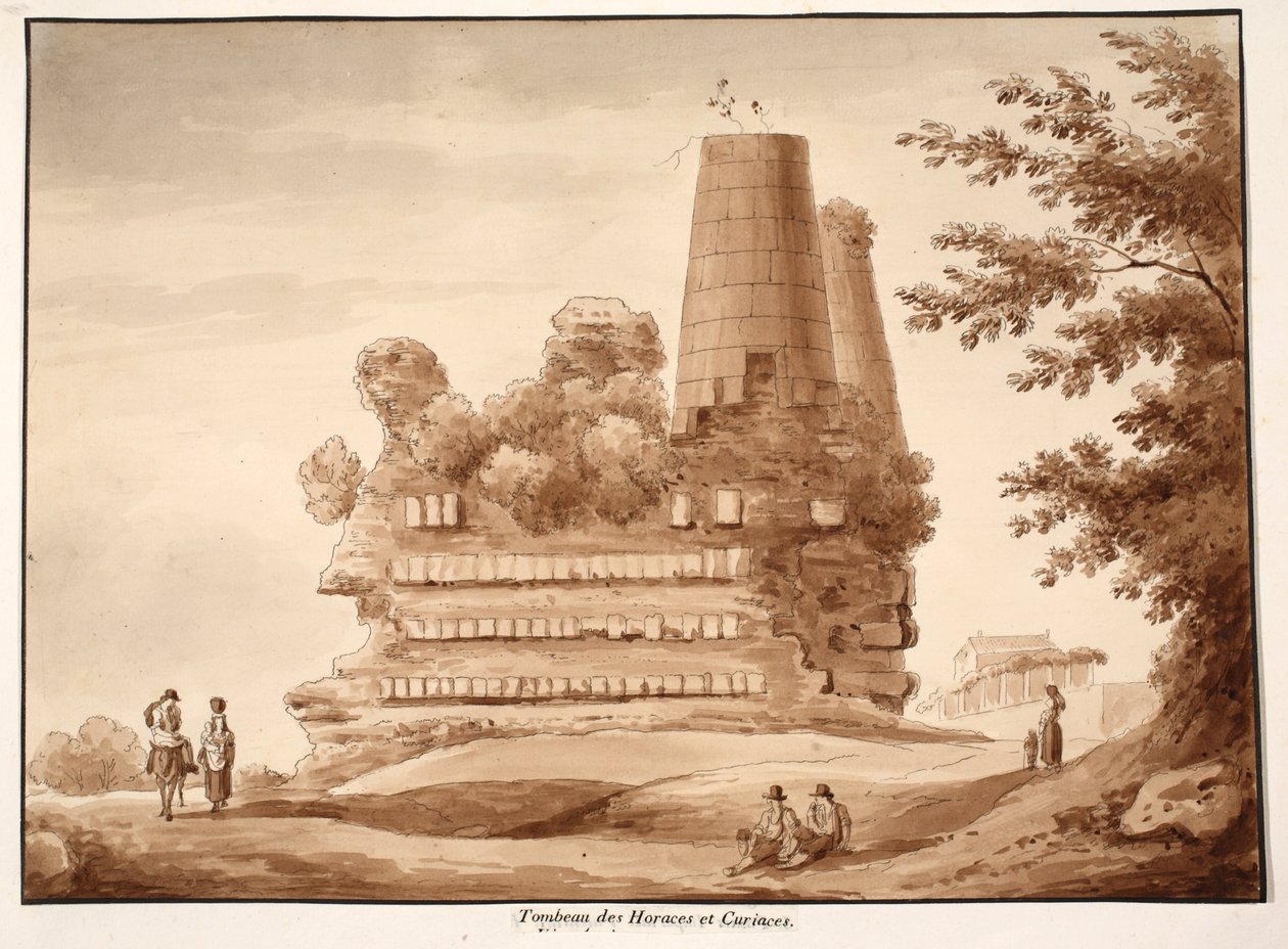 Horatiernas och Curiatiis grav, 1833 (etsning med brun tvätt) av Agostino Tofanelli