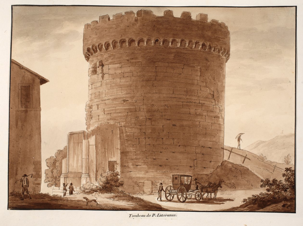 Horatiernas och Curiatiis grav, 1833 (etsning med brun tvätt) av Agostino Tofanelli