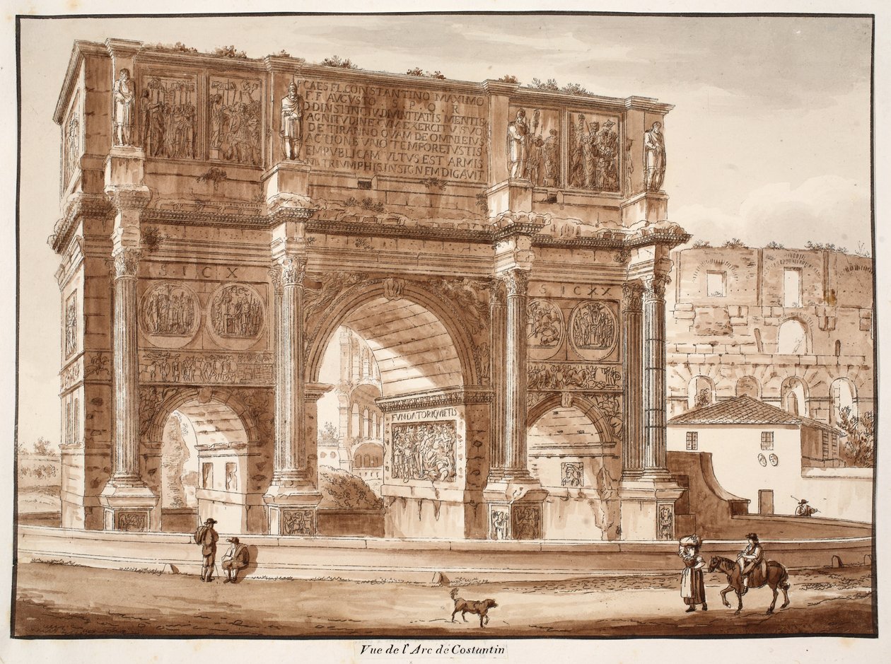 Utsikt över Konstantins båge, 1833 (etsning med brun tvätt) av Agostino Tofanelli