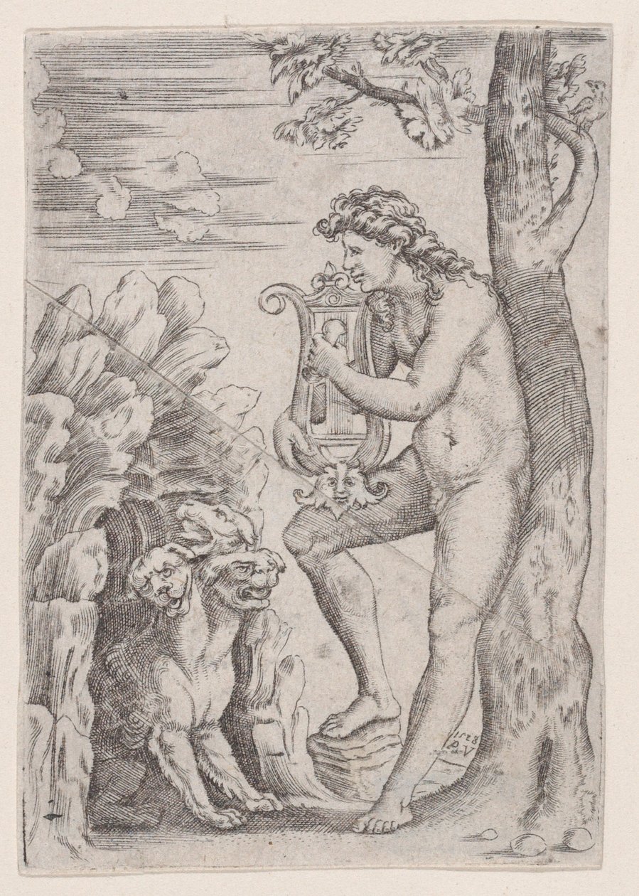 Orfeus, daterad 1528. av Agostino Veneziano