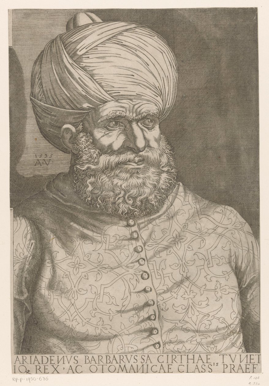 Porträtt av amiral Khair ad-Din Barbarossa av Agostino Veneziano