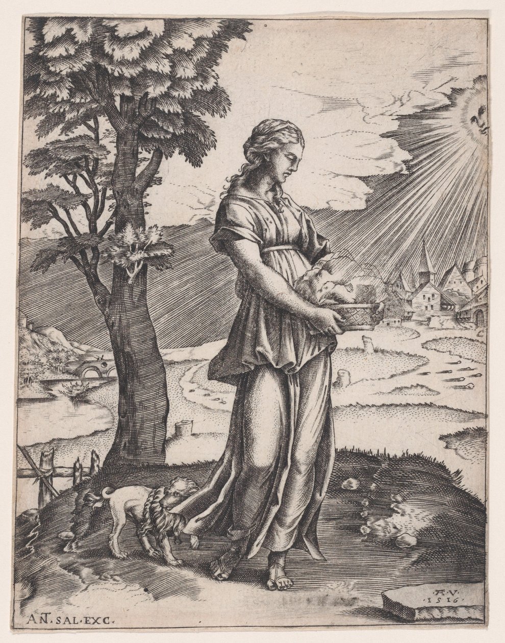 Cumaean Sibyll, daterad 1516. av Agostino Veneziano