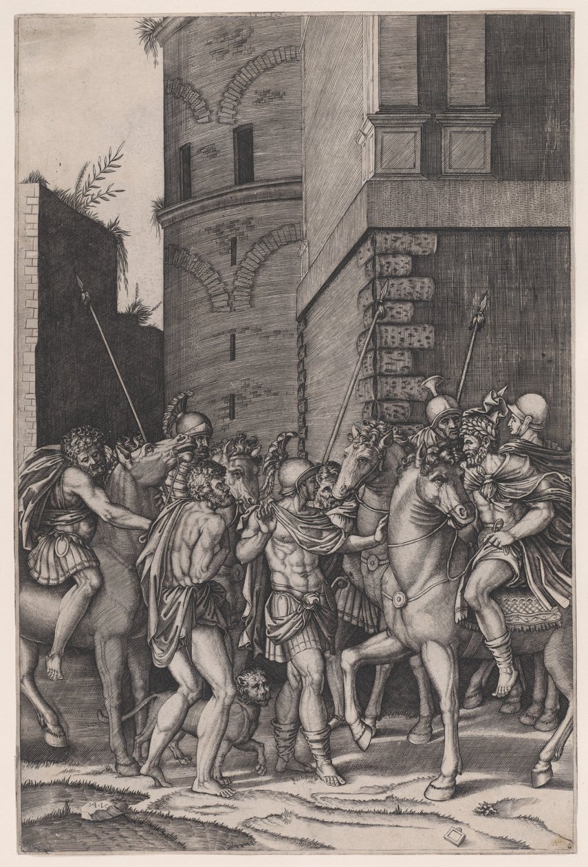 Kejsaren möter krigaren, ca. 1516-17. av Agostino Veneziano