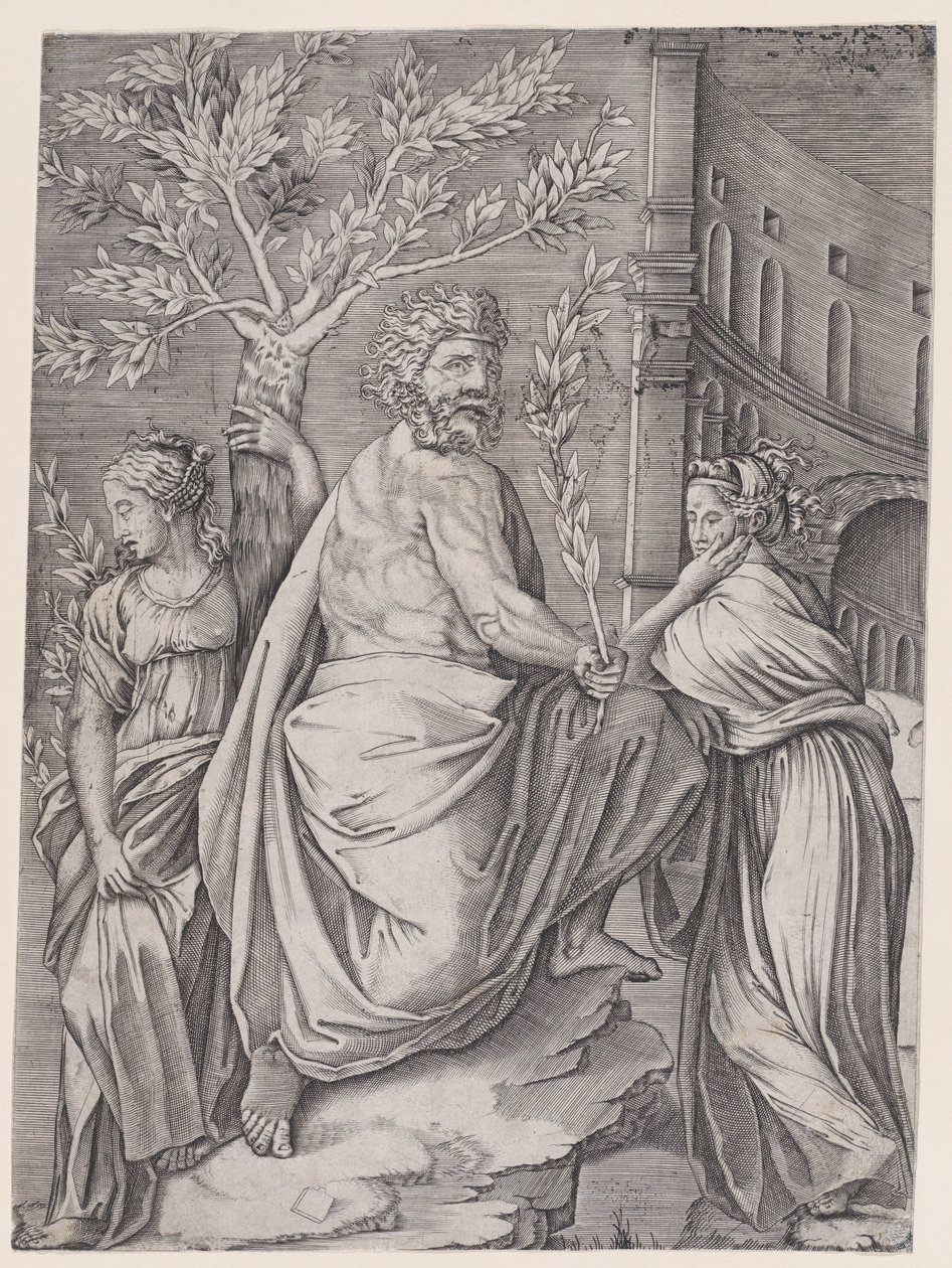 Mannen med lagergren, ca. 1514-36. av Agostino Veneziano