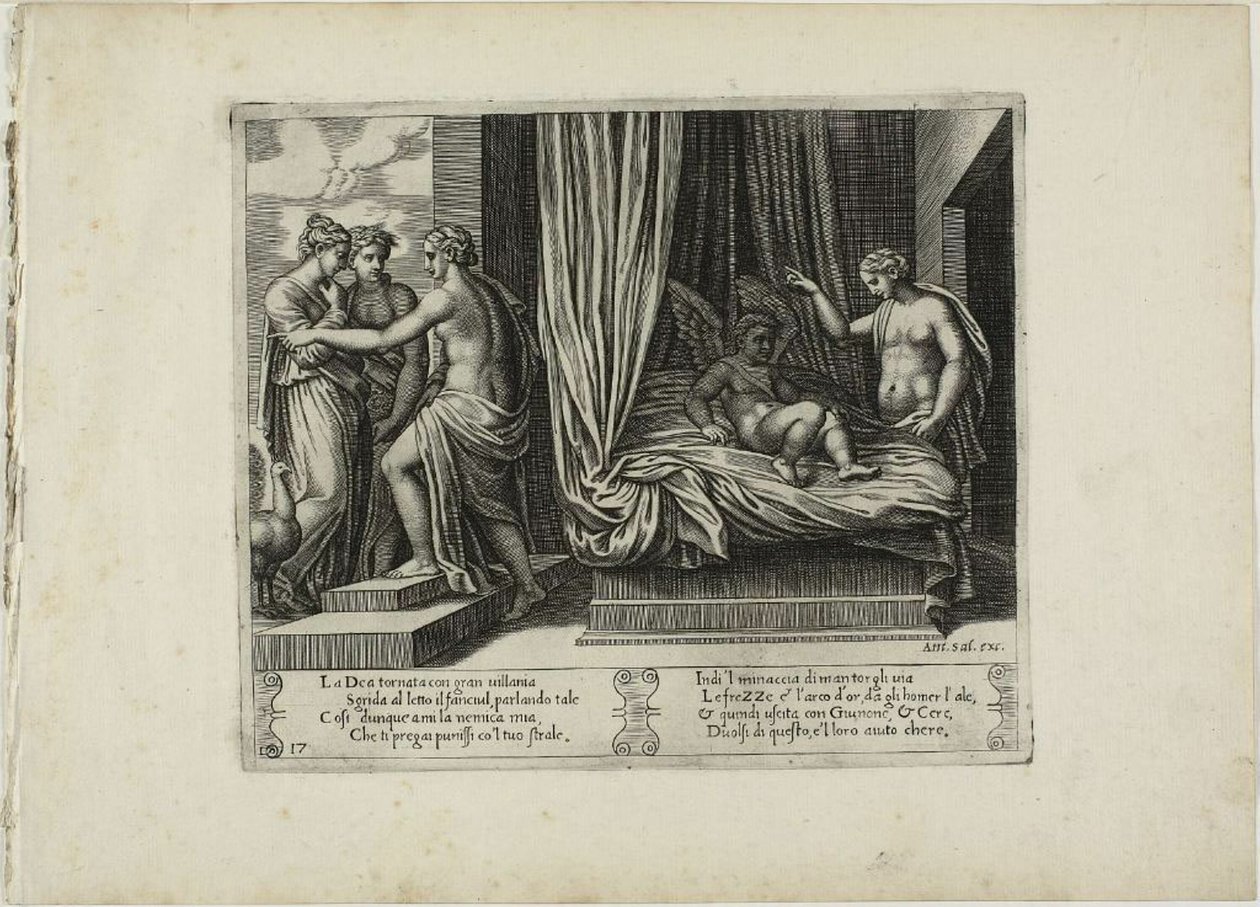 The Too Credulous Psyche ser på Amor av Agostino dei Musi