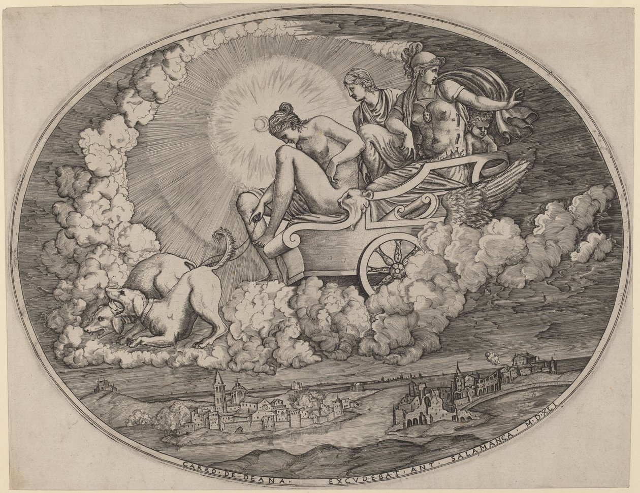 Dianas vagn av Agostino dei Musi after Luca Penni