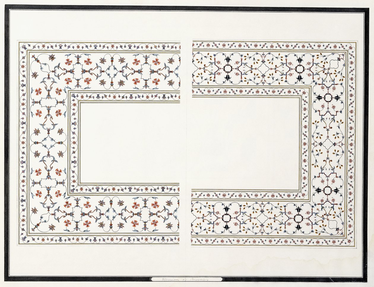 Exemplar av mosaikerna, från kejsarens grav, ca. 1815 av Agra School