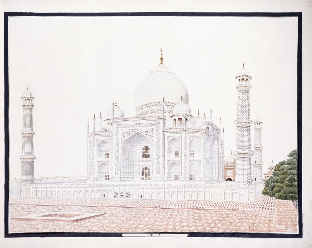 The Taj, c. 1815 (penna, penna, grått bläck, w/c) av Agra School