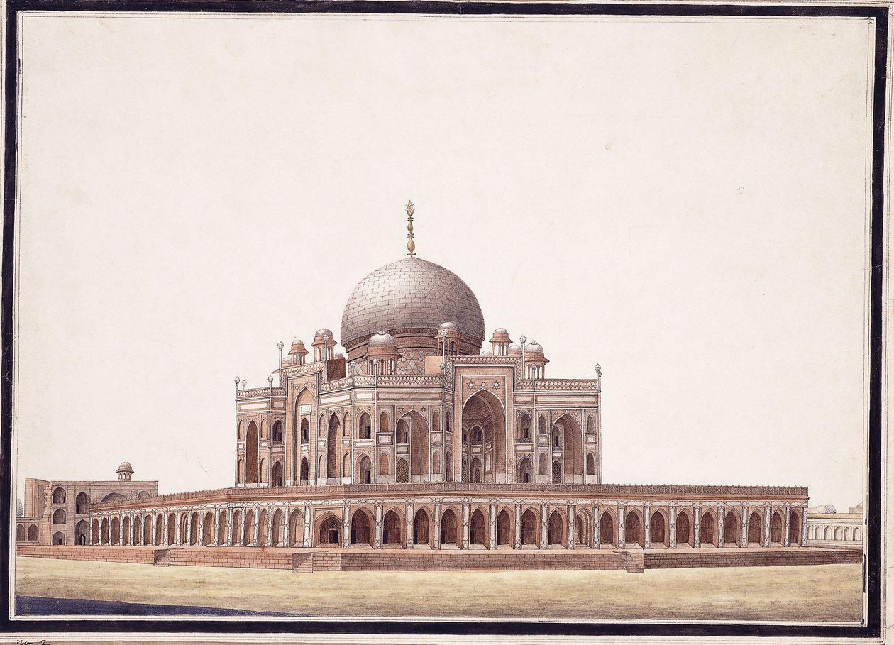 Humayuns grav, ca 1820 av Agra School
