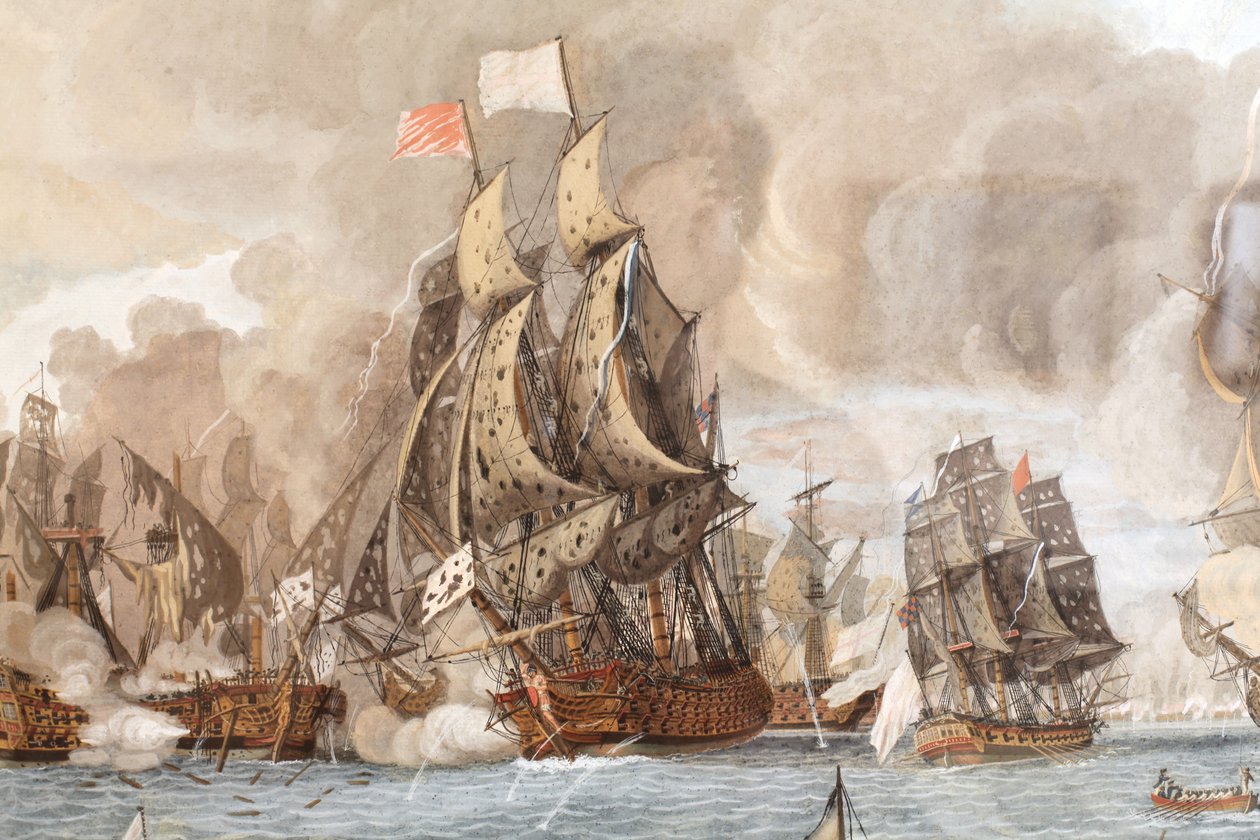 Sjöslag som utkämpades den 12 april 1782 i närheten av Guadeloupe. av Aimé Louis Dumoulin