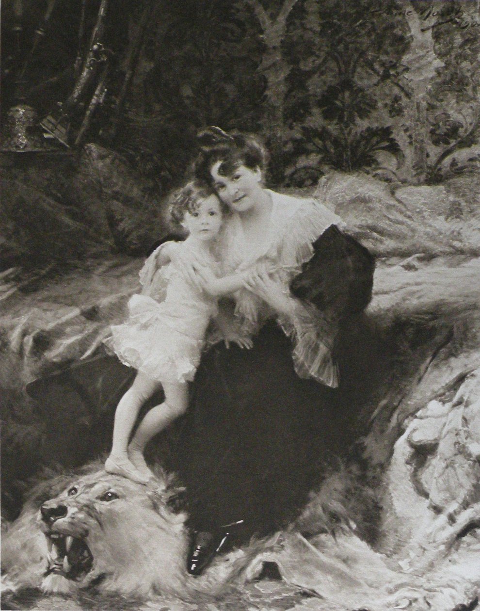 Franska: Madame Aimé Morot och hennes dotter av Aimé Nicolas Morot