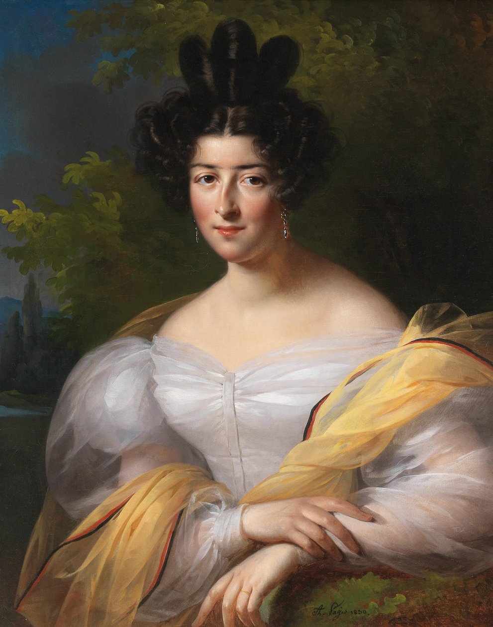 En dam i vit klänning av Aimée Brune Pagès