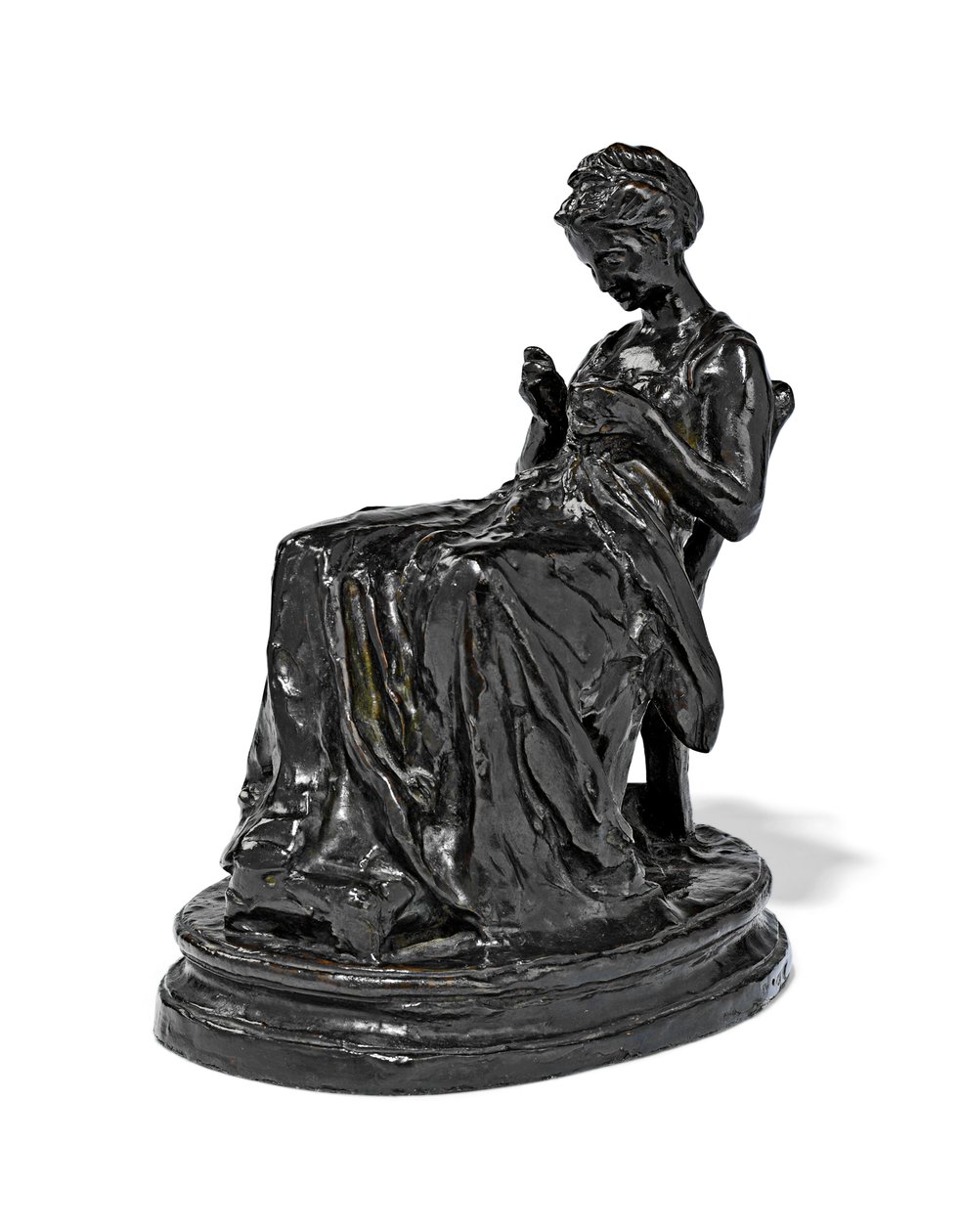 La Brodeuse, sent 1800 - tidigt 1900-tal (brons) av Aime Jules Dalou