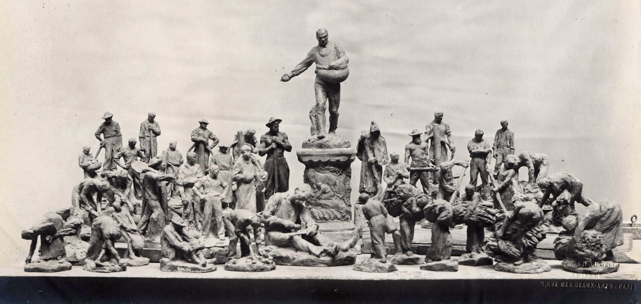 Monument för arbetarna (svart/vitt foto) av Aime Jules Dalou