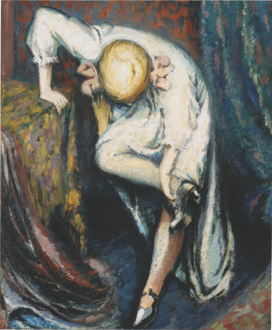 Girl Putting on her Shoes av Aksel Waldemar Johannessen