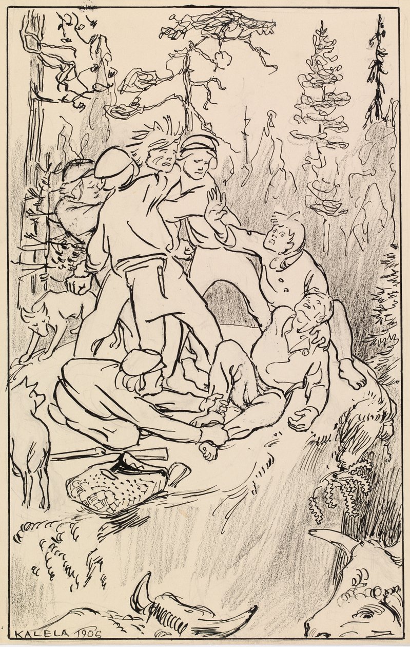 Strid på Hiidenkivi-klippan av Akseli Gallen-Kallela